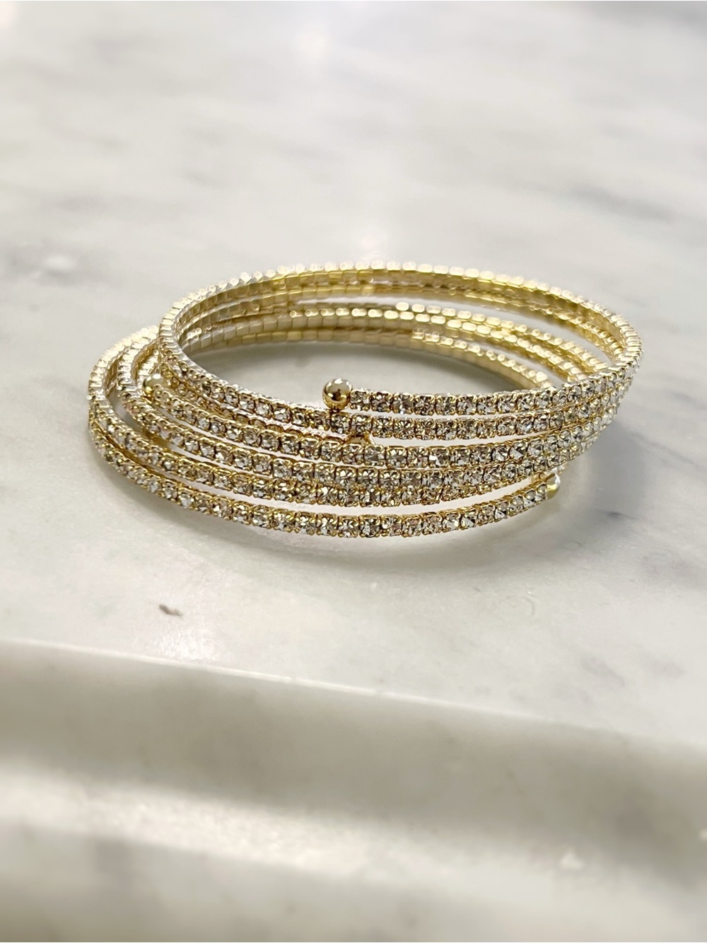 Gold Crystal Wrap Bracelet (set of 3)